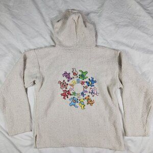 Grateful Dead Swirling Bears Adults Medium White Natural Baja Hoodie Casual